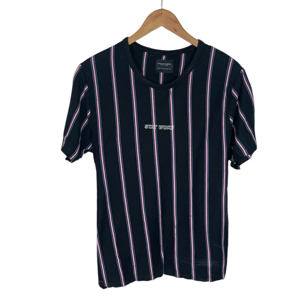 TS259 Men’s Denim & Flower Ricky Singh Striped T Shirt XL